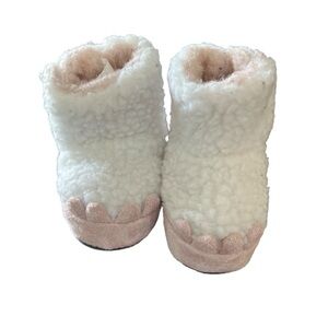 Cozy White and Pink Baby Booties 0-6 months